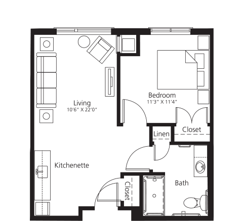 Floor Plan Assisted Living One Bedroom