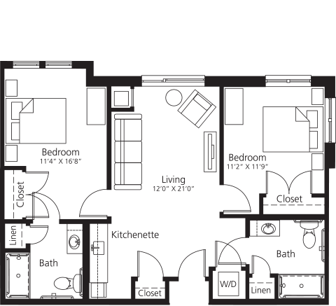 Floor Plan Assisted Living Two Bedroom