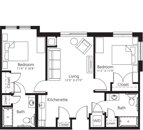 Floor Plan Assisted Living Two Bedroom